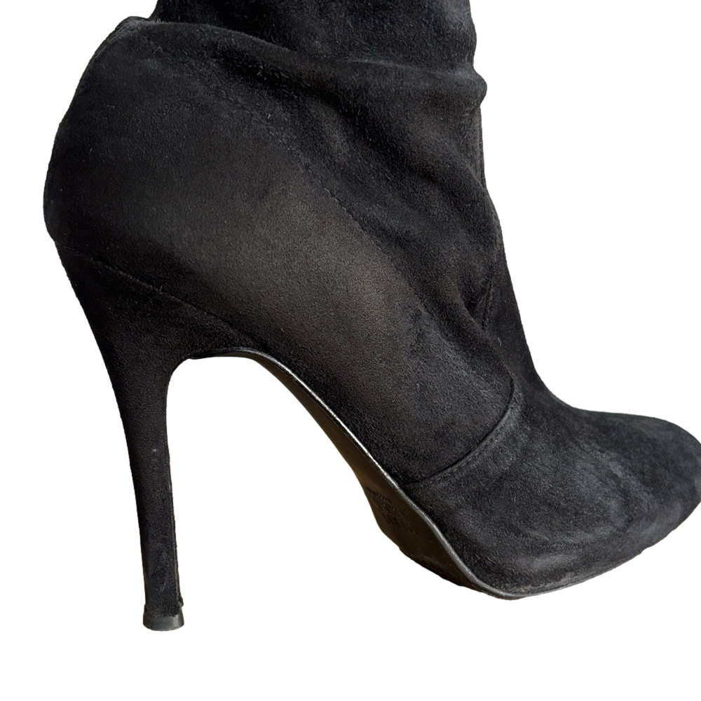 Stuart Weitzman Black Suede Over-the-Knee Stiletto Boots Minimal Chic Y2K Luxe - Picture 7 of 13